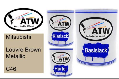 Mitsubishi, Louvre Brown Metallic, C46: 1L Lackdose + 1L Klarlack + 500ml Härter - Set, von ATW Autoteile West.
